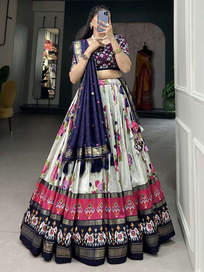 women printed flared unstitched lehenga - 22042014 - Standard Image - 1