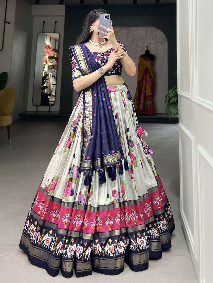 women printed flared unstitched lehenga - 22042014 - Standard Image - 4