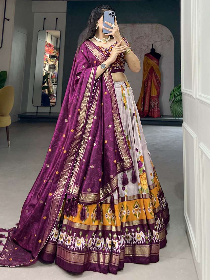 women printed flared unstitched lehenga - 22042015 -  Standard Image - 1