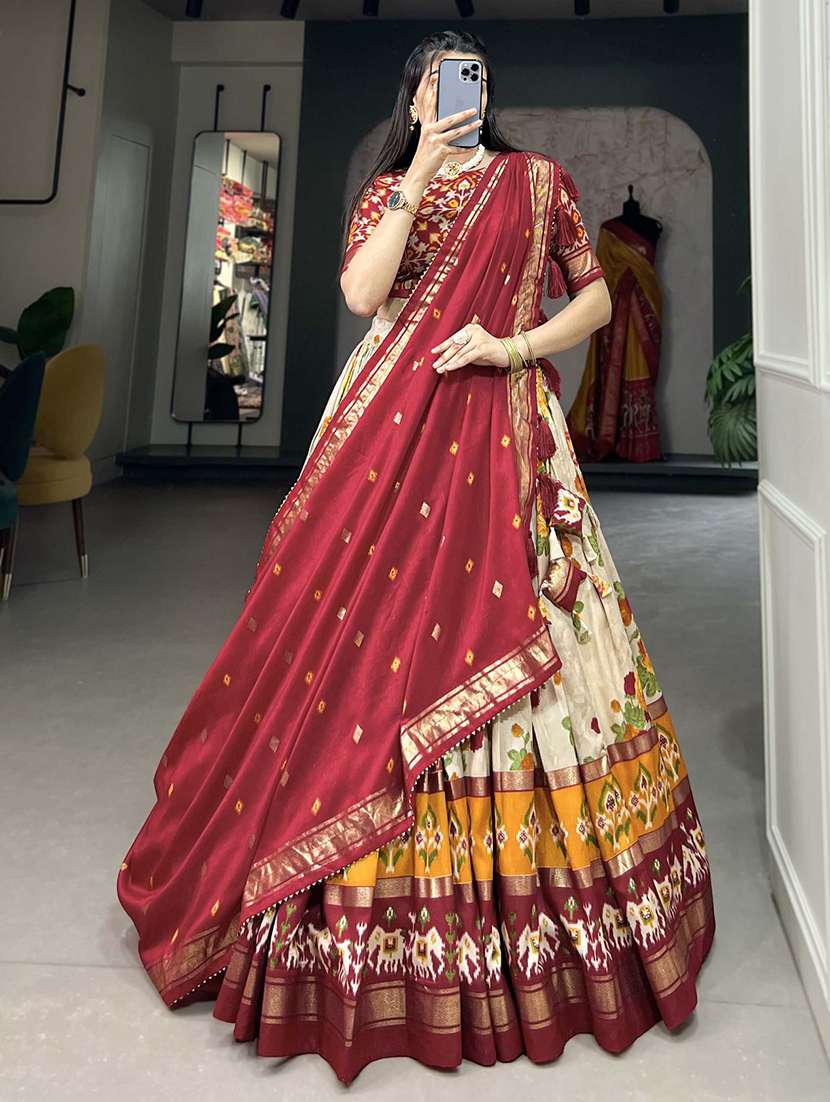 women printed flared unstitched lehenga - 22042016 - Standard Image - 1