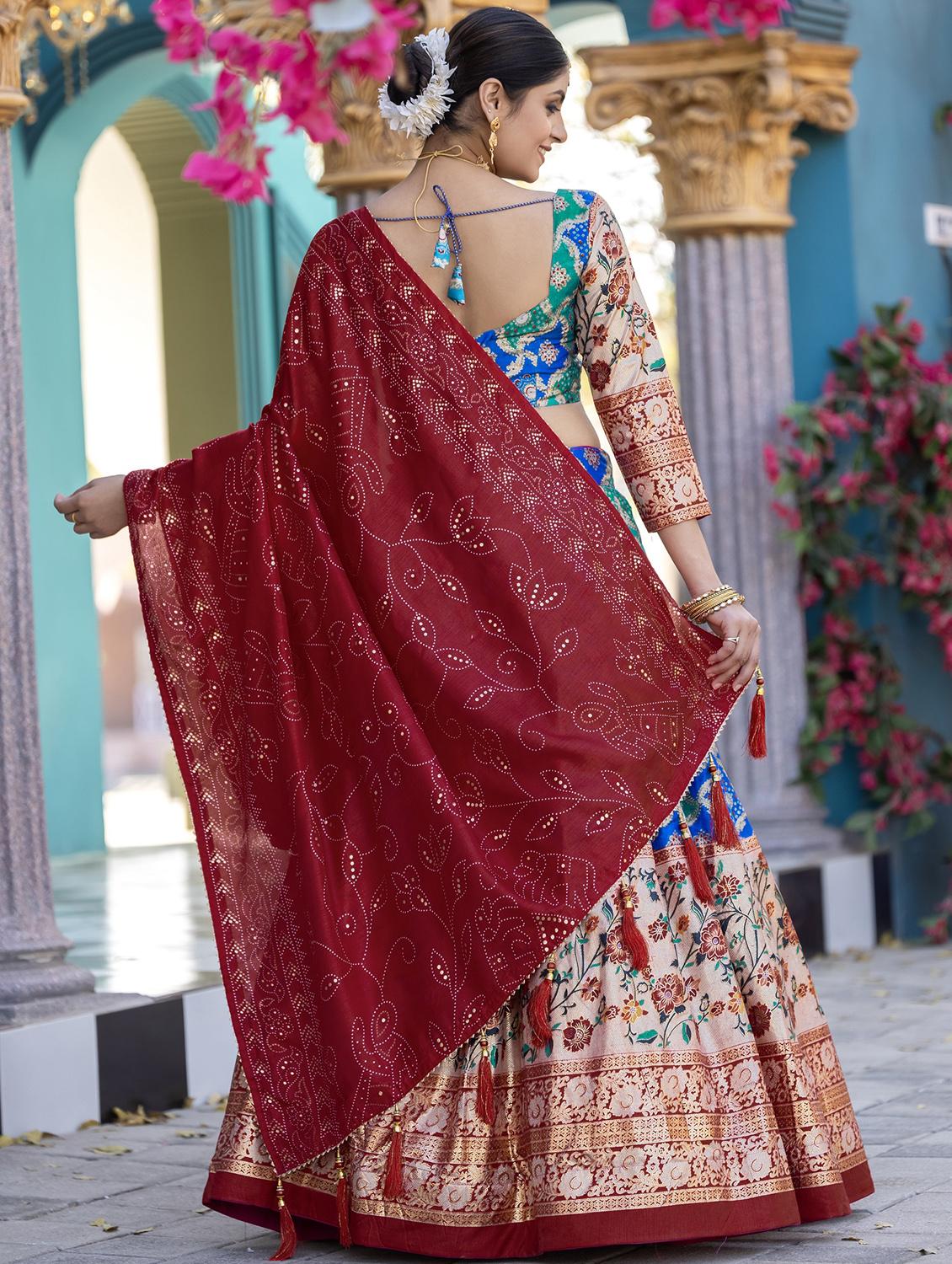 women printed flared unstitched lehenga - 22042017 - Standard Image - 4