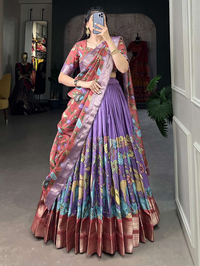 women printed flared unstitched lehenga - 22042024 -  Standard Image - 1