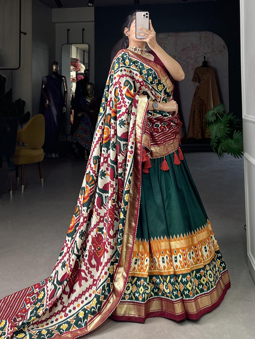 women printed flared unstitched lehenga - 22042039 -  Standard Image - 1