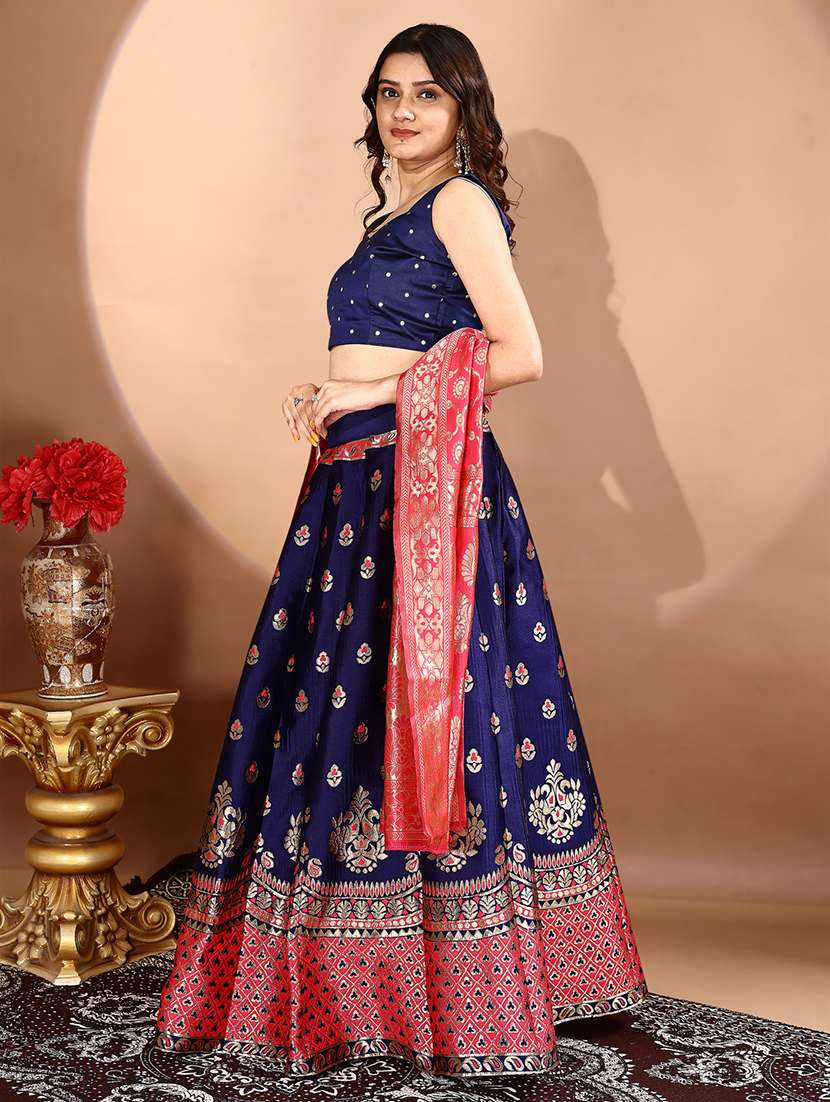 women self design flared unstitched lehenga - 22042080 -  Standard Image - 4
