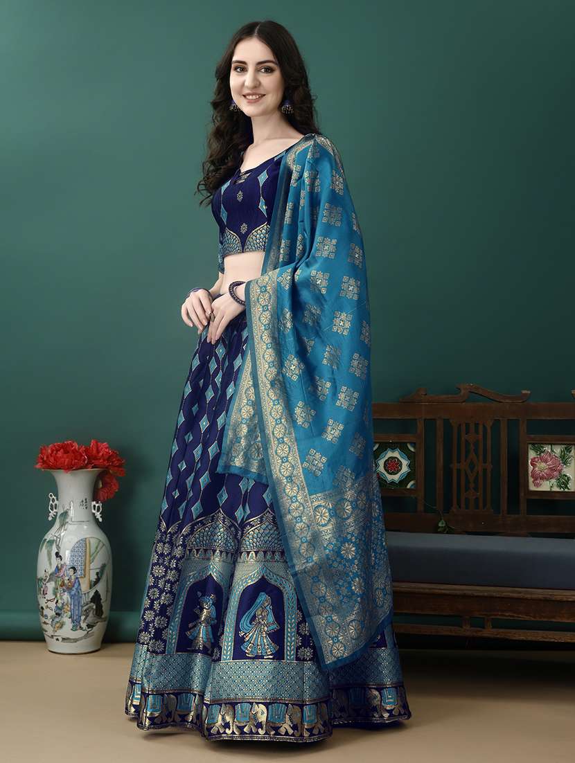 women printed flared lehenga choli with duppata set - 22042082 -  Standard Image - 1