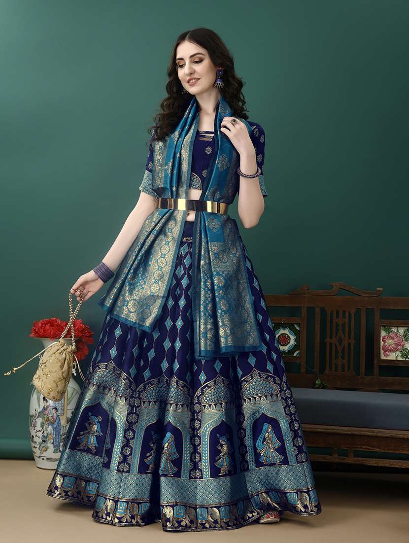 women printed flared lehenga choli with duppata set - 22042082 -  Standard Image - 4