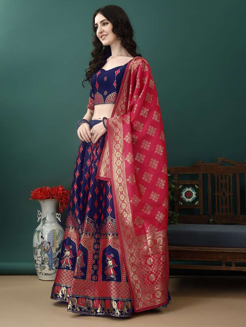 women self design flared unstitched lehenga - 22042083 -  Standard Image - 1