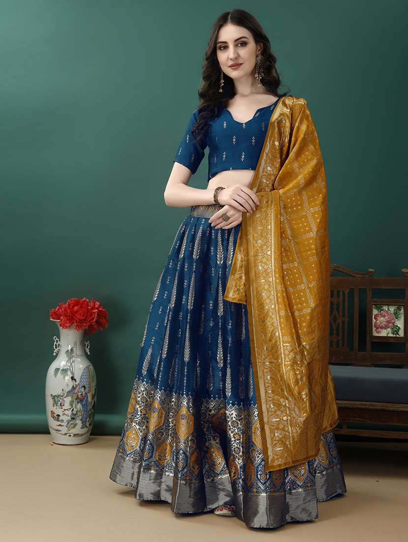 women self design flared unstitched lehenga - 22042091 -  Standard Image - 1