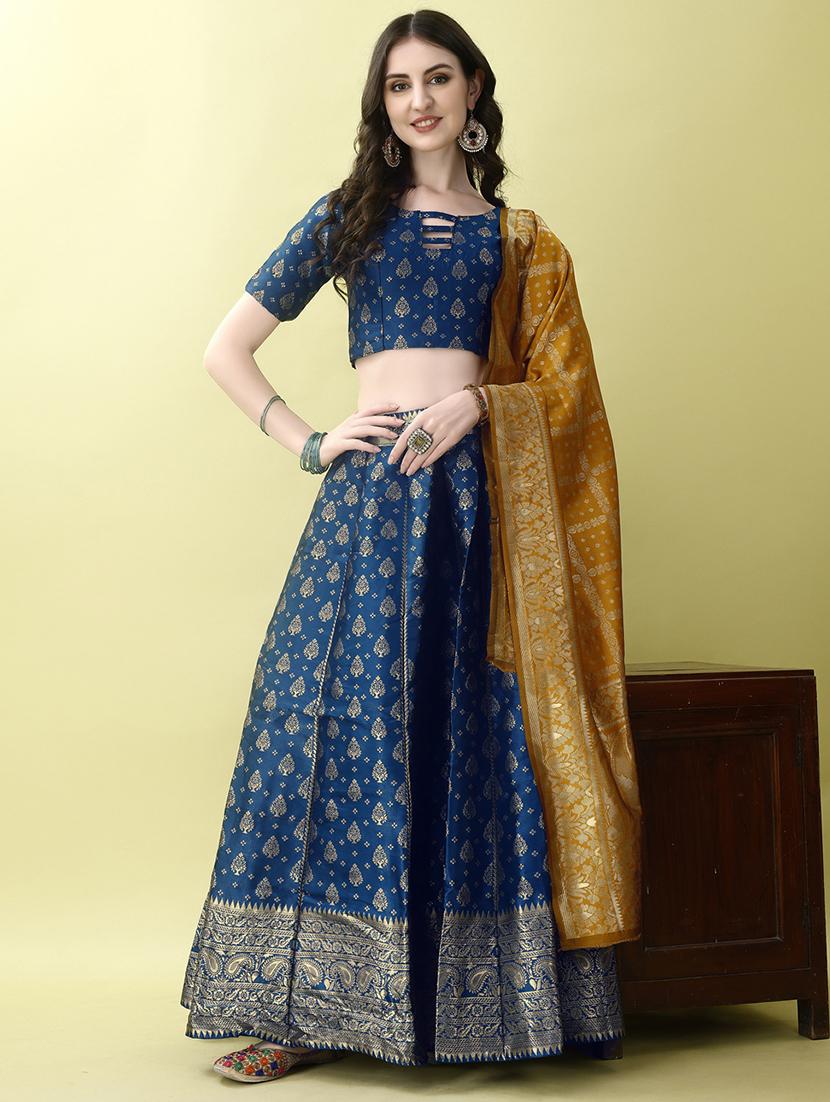 women self designed flared lehenga choli with duppata set - 22042093 - Standard Image - 1
