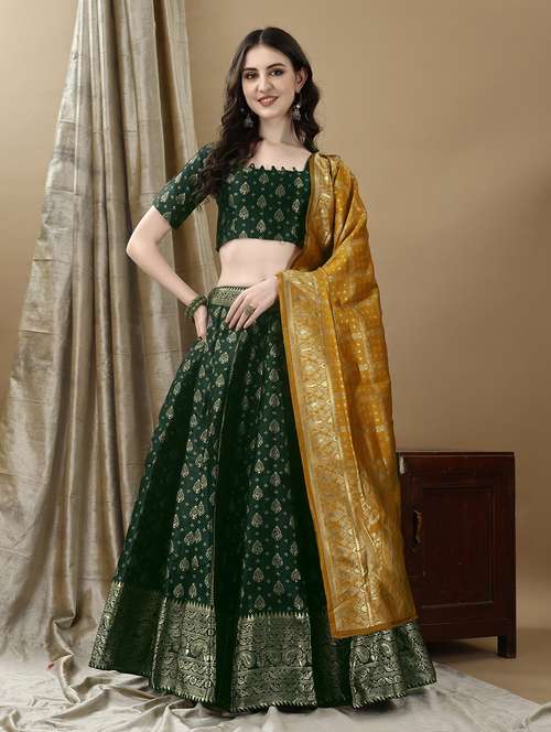 women self design flared unstitched lehenga - 22042094 - Standard Image - 0