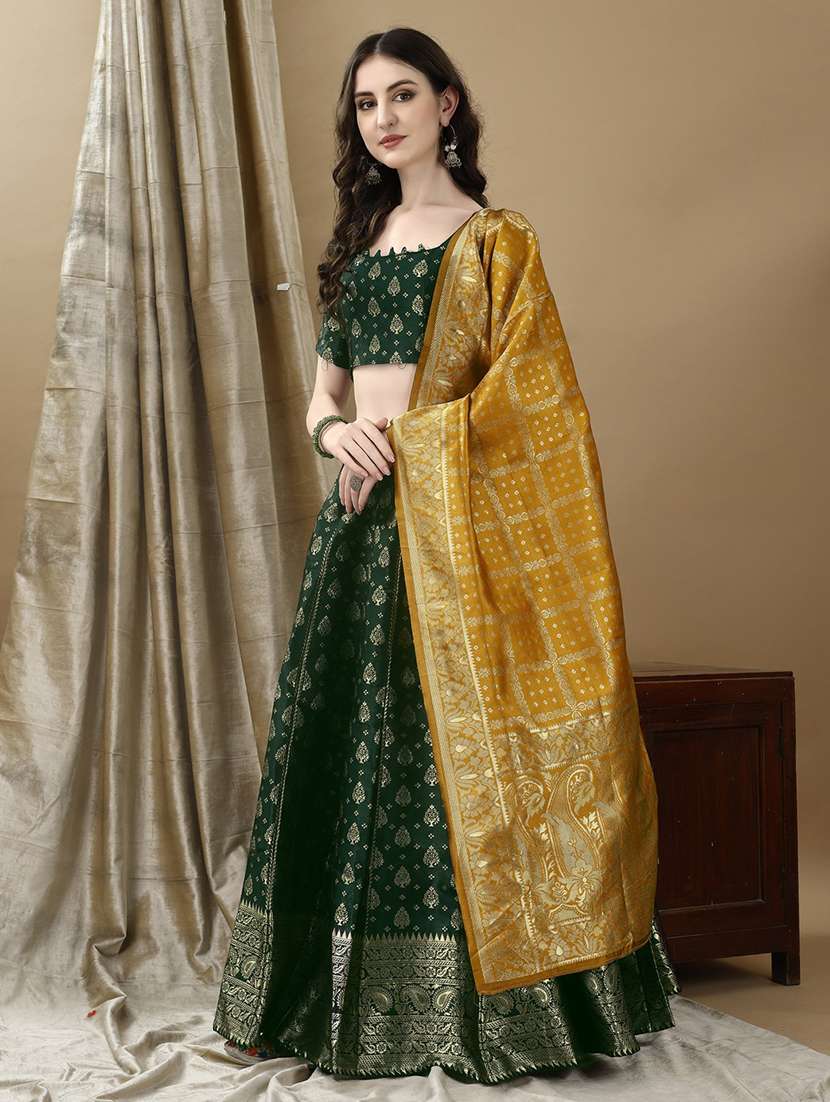 women self design flared unstitched lehenga - 22042094 -  Standard Image - 1