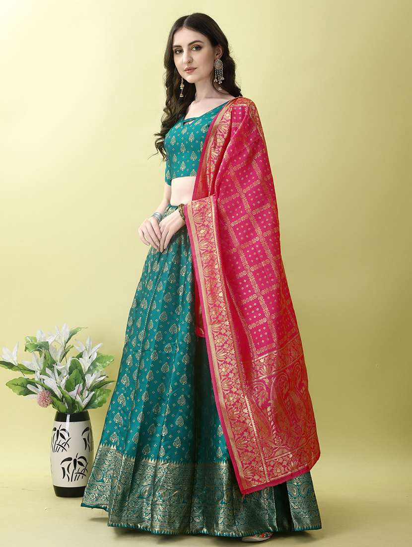 women self designed flared lehenga choli with duppata set - 22042095 - Standard Image - 1