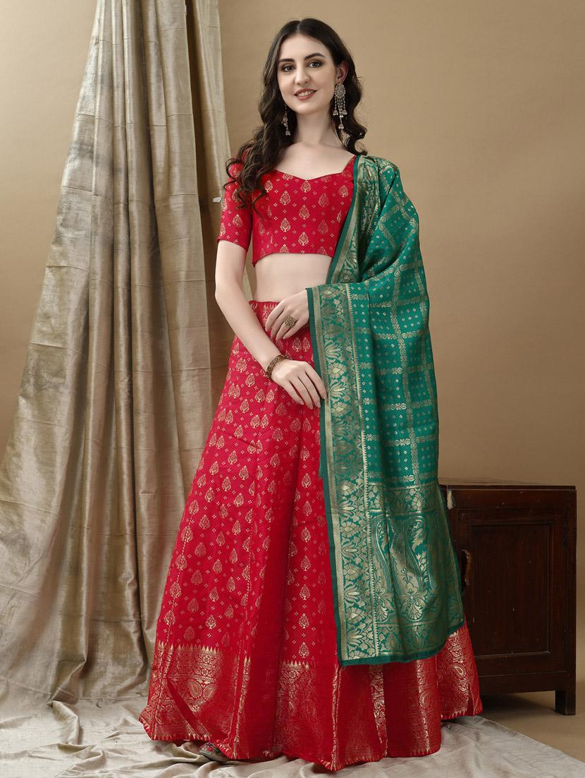 women self designed flared lehenga choli with duppata set - 22042096 - Standard Image - 1