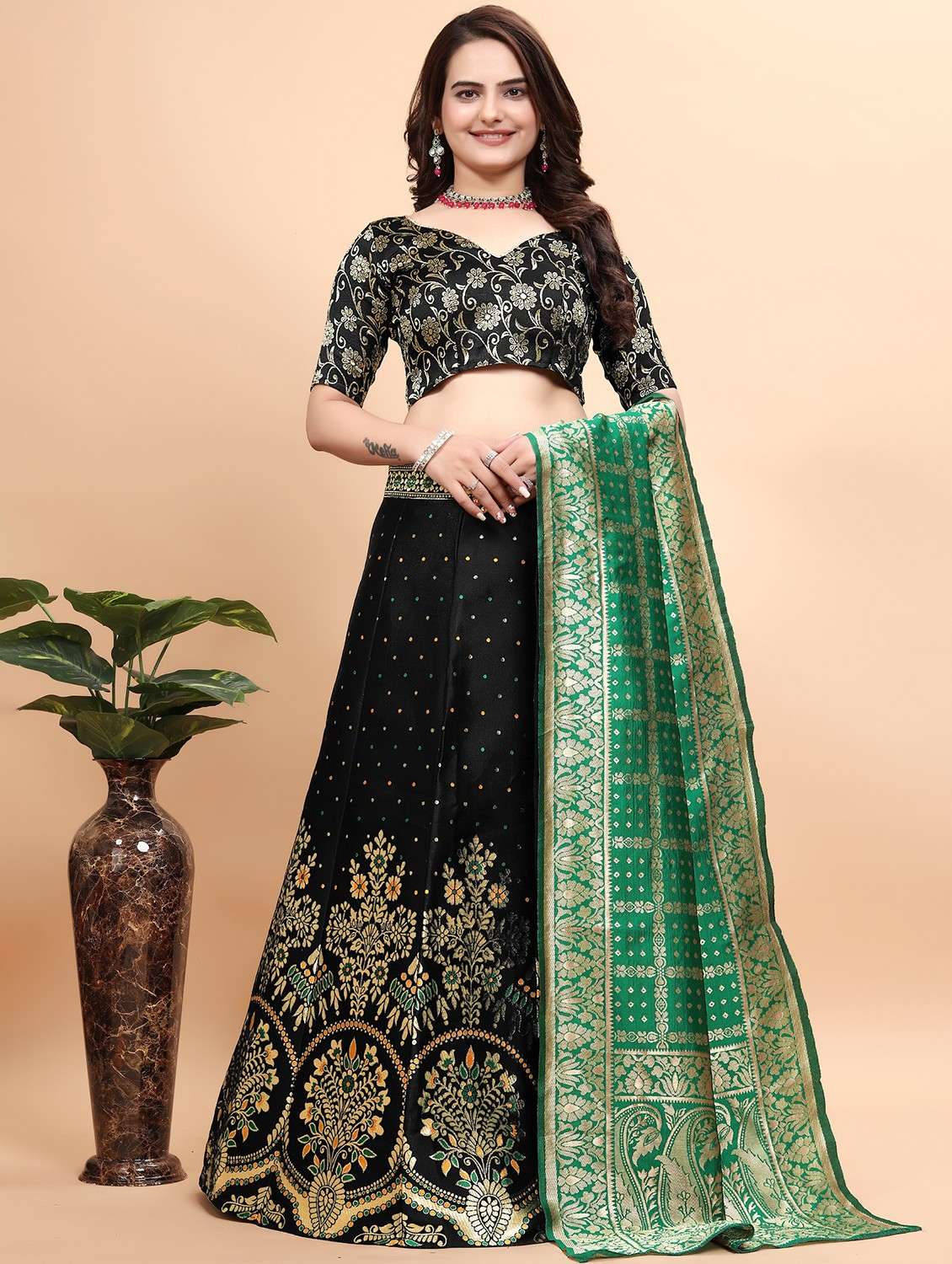 women self designed flared lehenga choli with duppata set - 22042098 -  Standard Image - 1