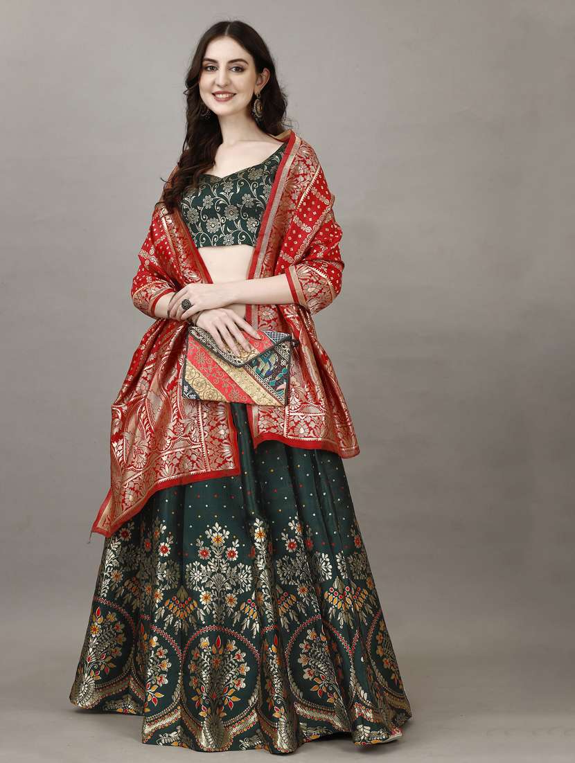 women self designed flared lehenga choli with duppata set