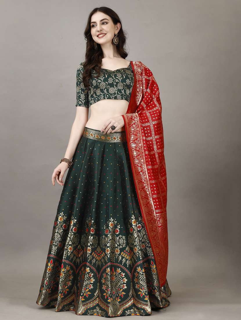 women self designed flared lehenga choli with duppata set - 22042099 - Standard Image - 1
