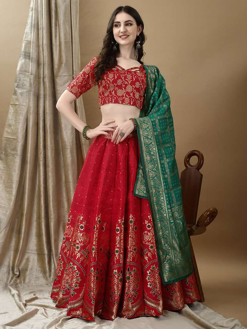 women self design flared unstitched lehenga - 22042100 -  Standard Image - 1