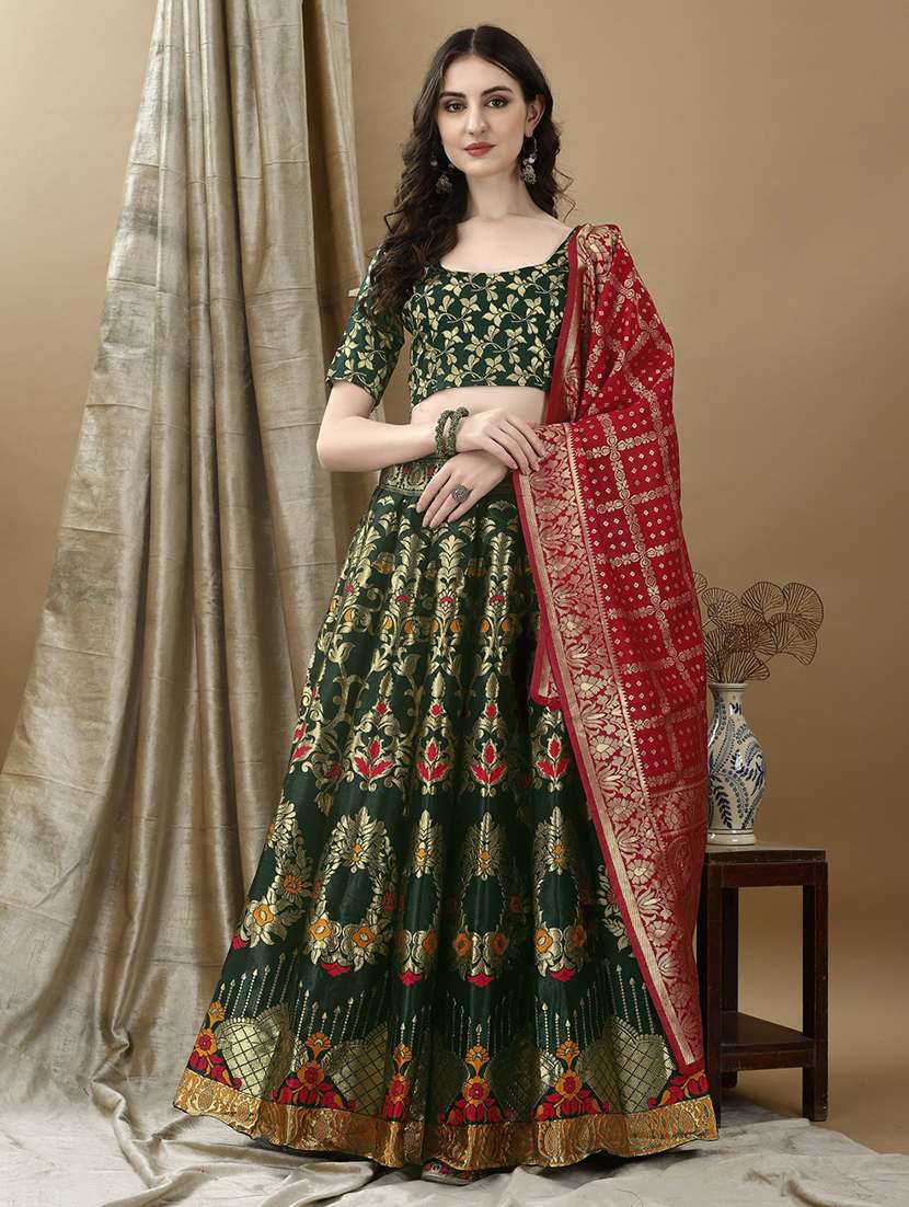 women self design flared unstitched lehenga - 22042102 - Standard Image - 1