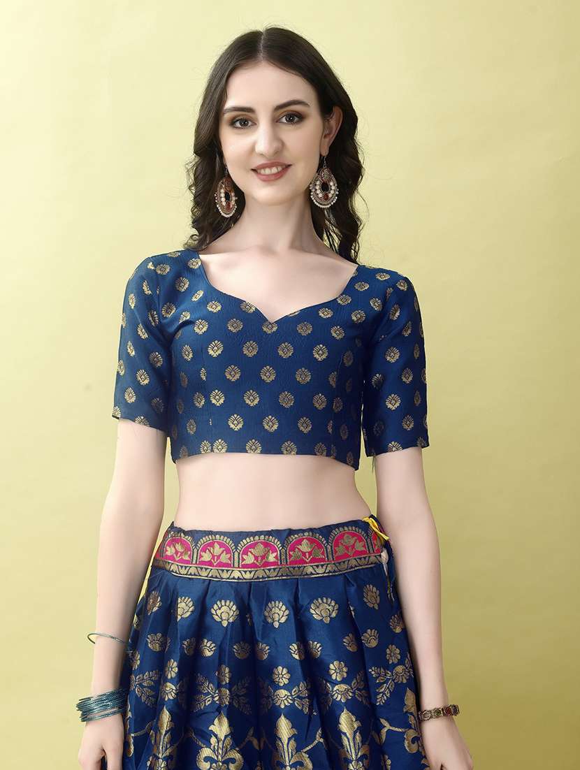women self design flared unstitched lehenga - 22042104 - Standard Image - 4