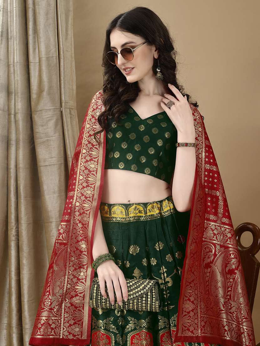 women self design flared unstitched lehenga - 22042105 - Standard Image - 4