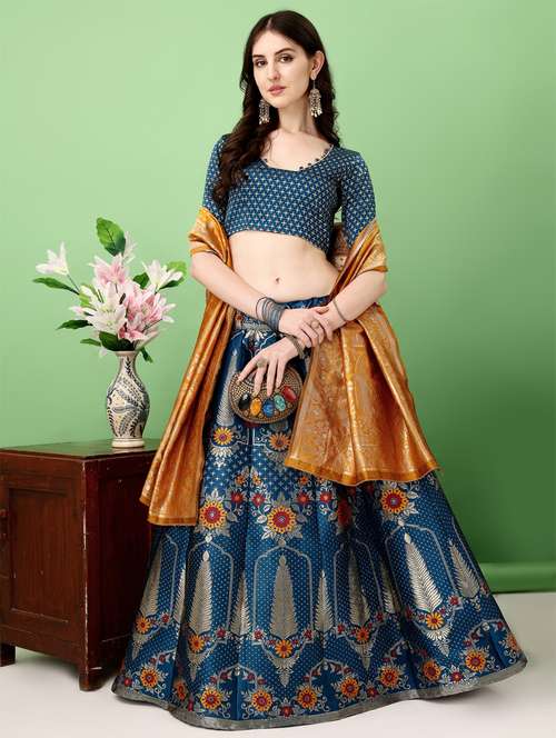women self designed flared lehenga choli with duppata set - 22042119 - Standard Image - 0