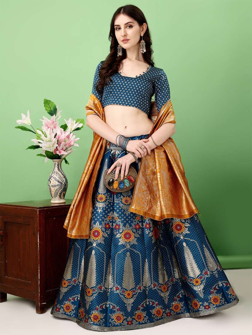 women self designed flared lehenga choli with duppata set - 22042119 - Zoom Image - 0