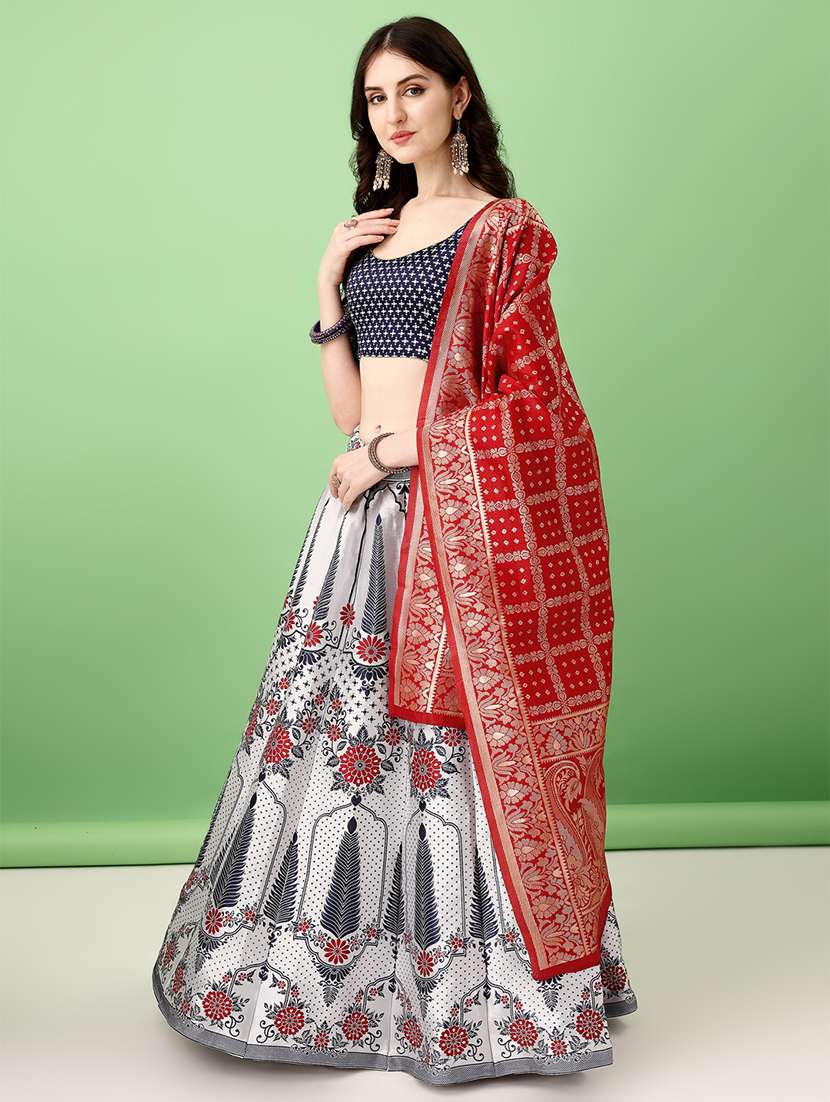 women printed flared lehenga choli with duppata set - 22042120 - Standard Image - 1