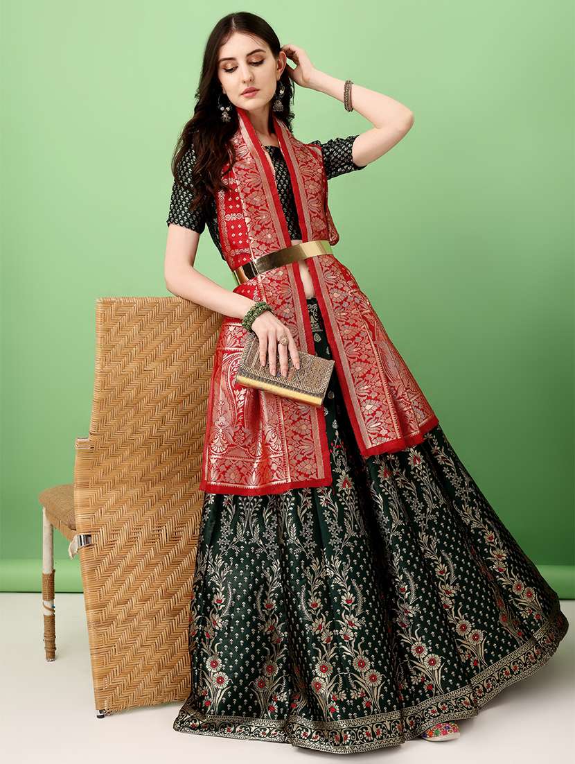 women self designed flared lehenga choli with duppata set - 22042123 - Zoom Image - 0