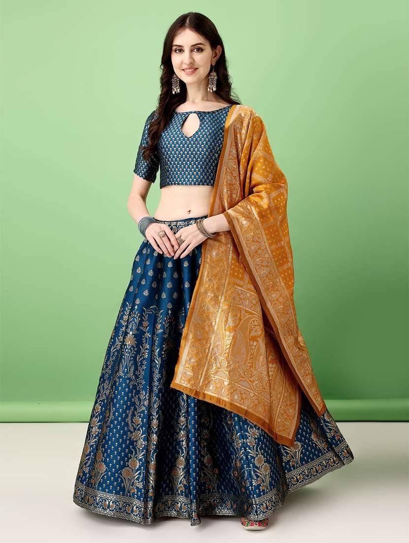 women self design flared unstitched lehenga - 22042125 - Standard Image - 1