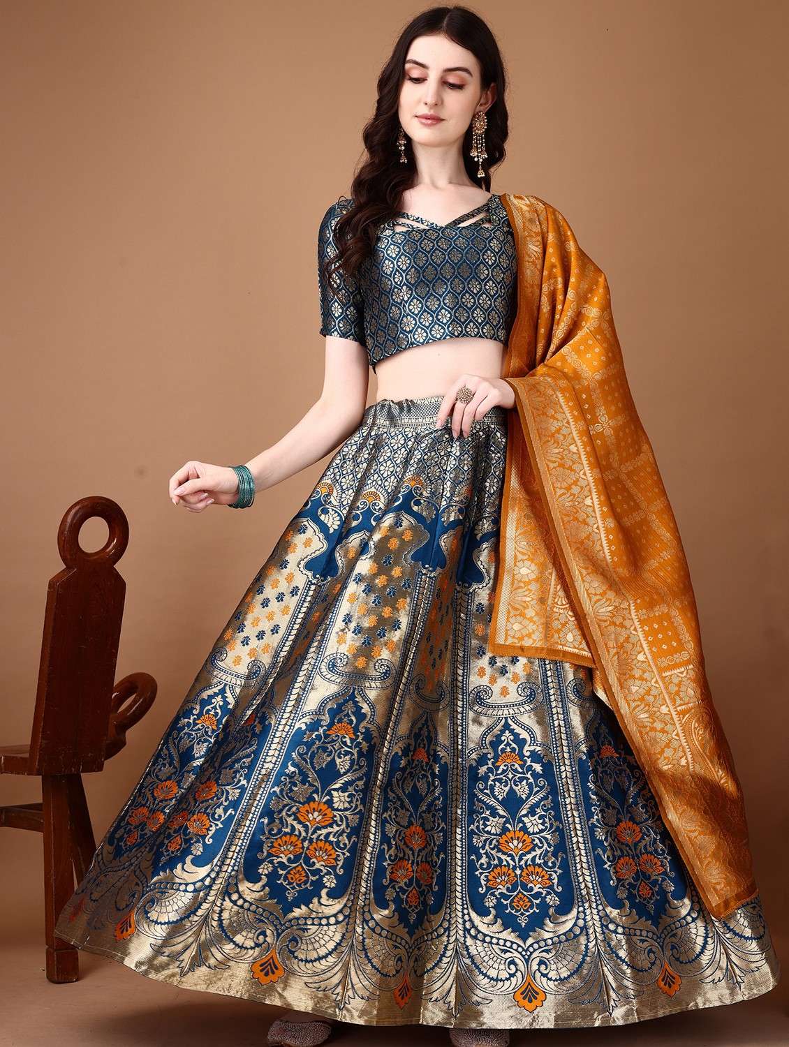 women self designed flared lehenga choli with duppata set - 22042126 - Zoom Image - 0