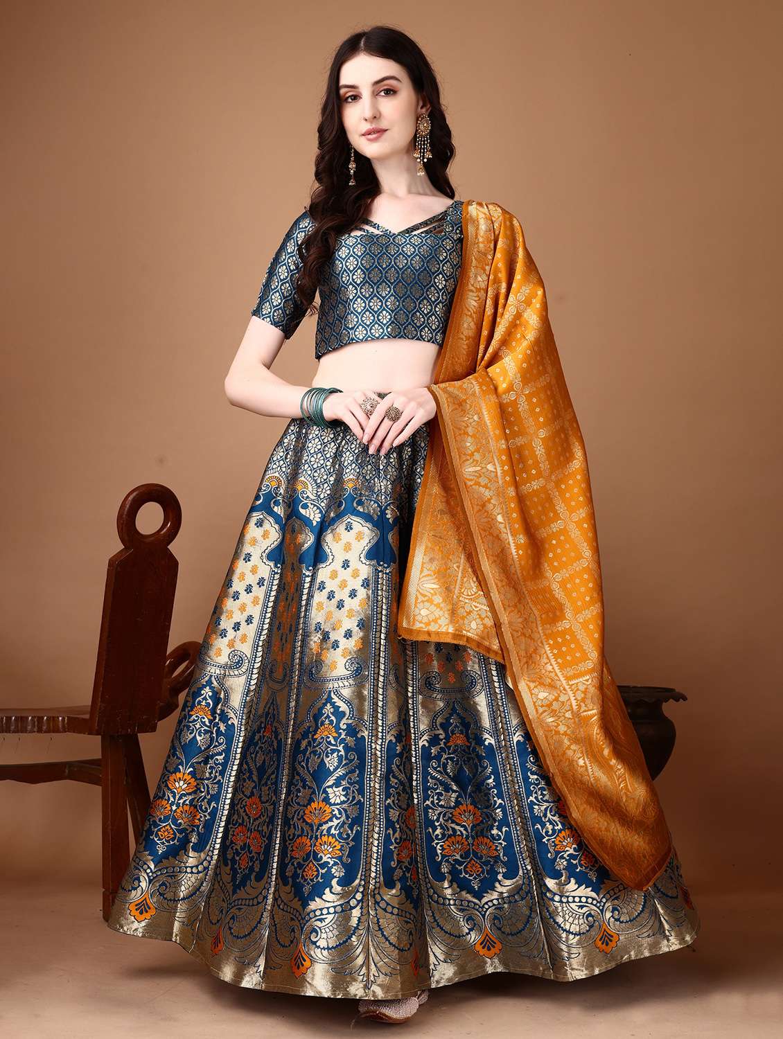 women self designed flared lehenga choli with duppata set - 22042126 - Standard Image - 1