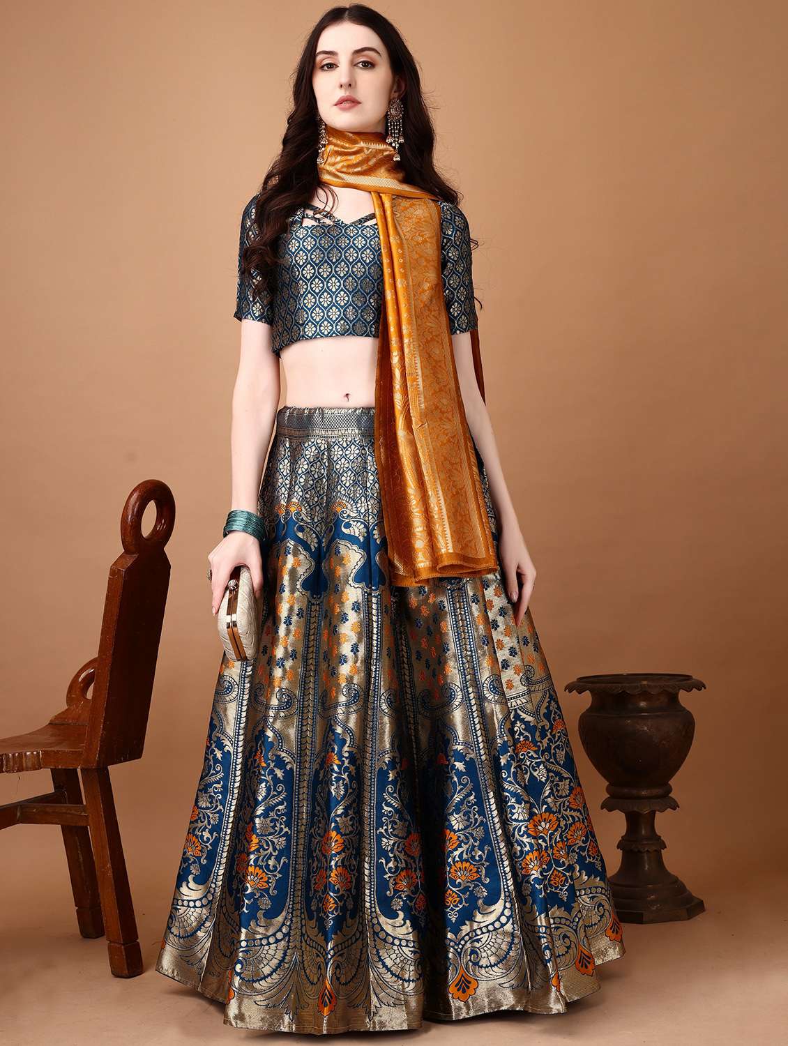 women self designed flared lehenga choli with duppata set - 22042126 - Standard Image - 4