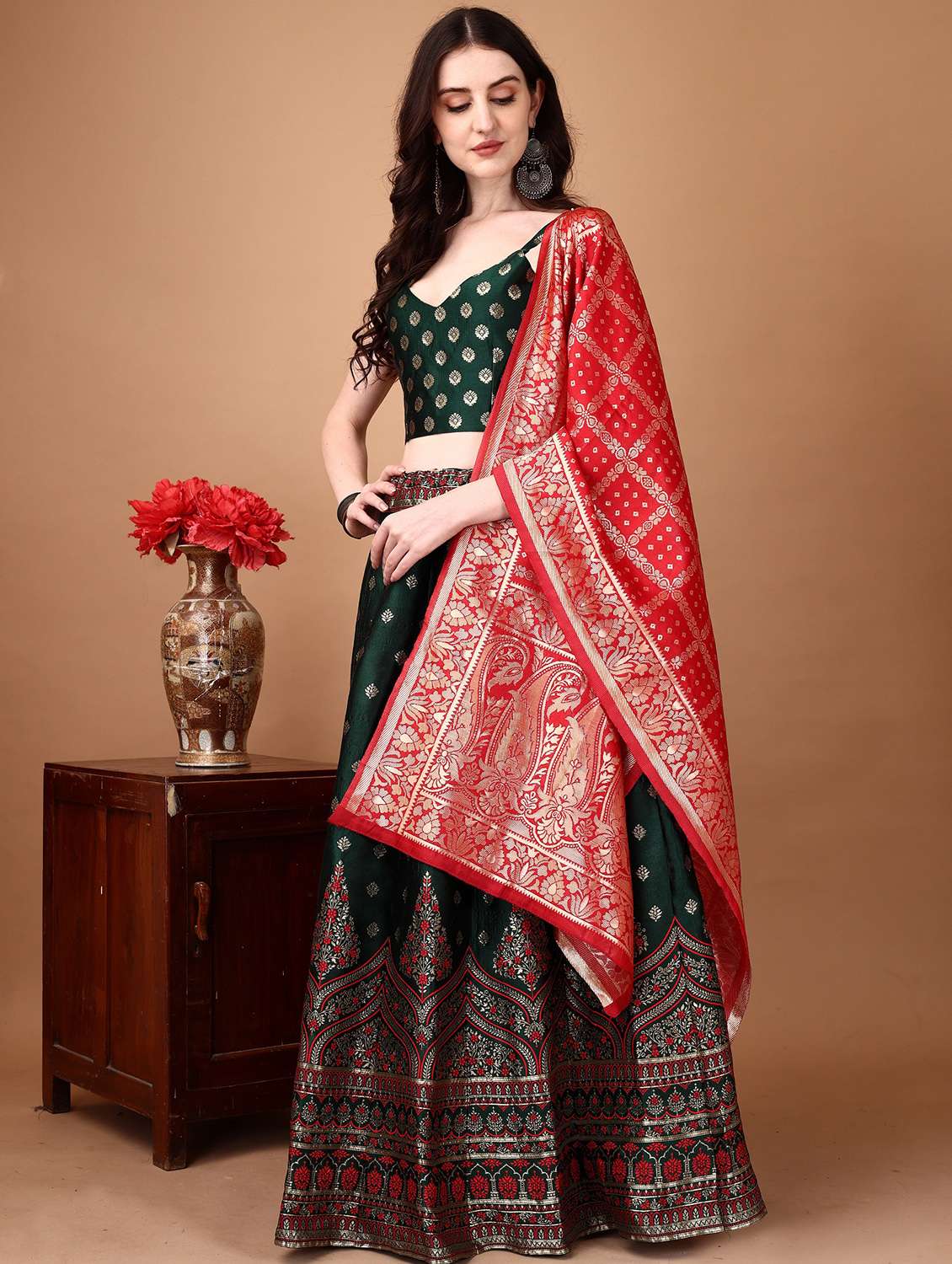 women self designed flared lehenga choli with duppata set - 22042134 -  Standard Image - 1