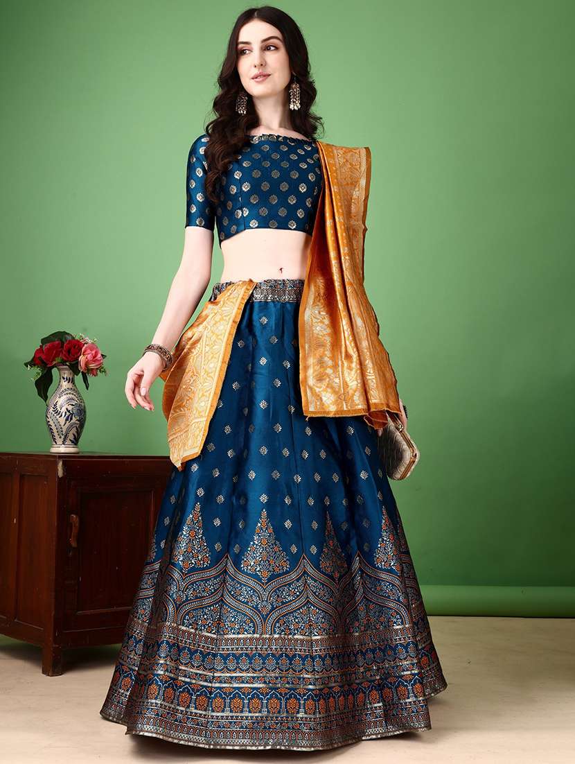 women self design flared unstitched lehenga - 22042136 -  Standard Image - 1