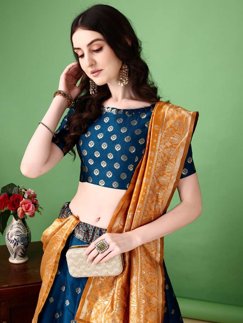 women self design flared unstitched lehenga - 22042136 - Standard Image - 4