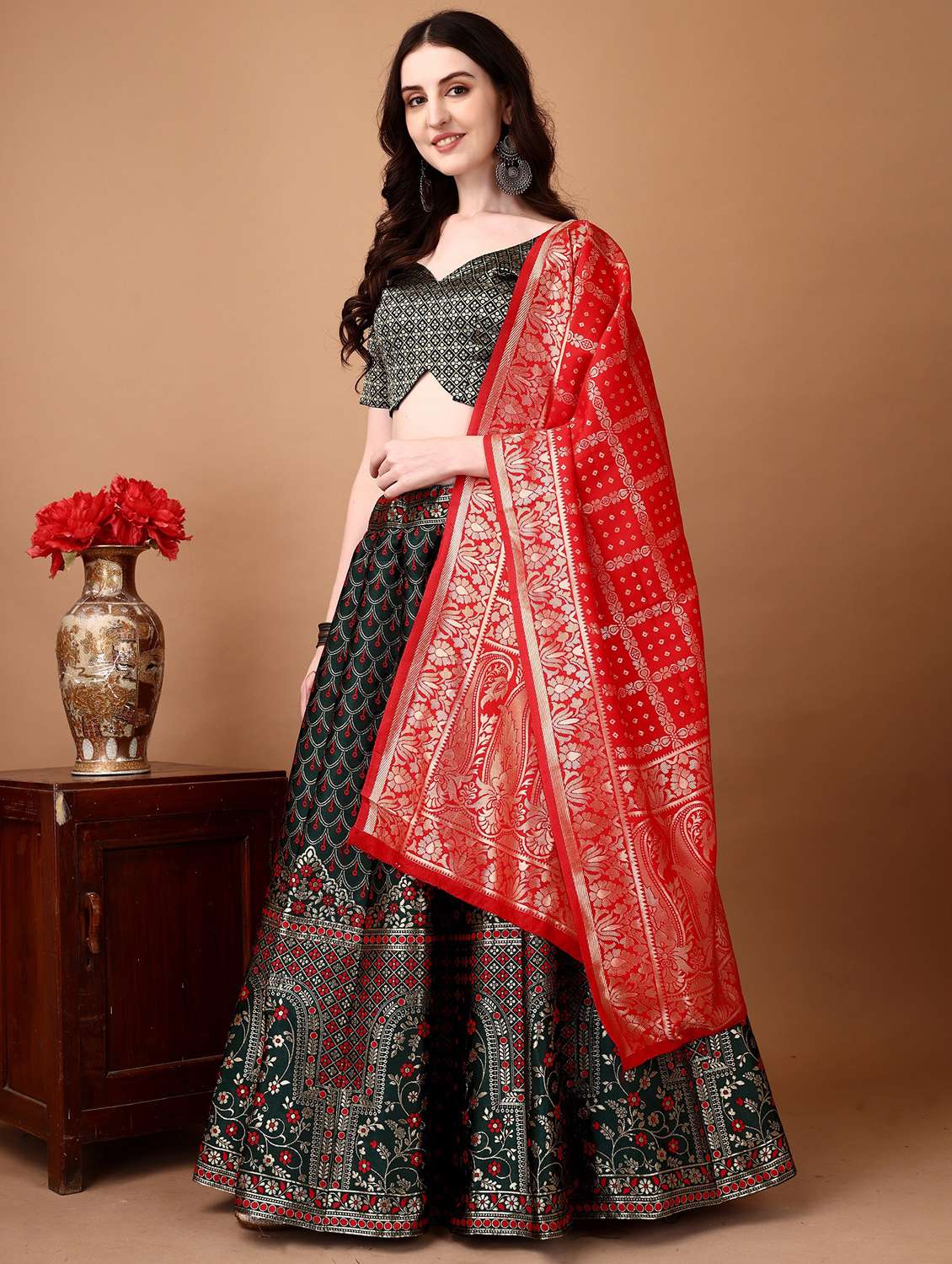 women self designed flared lehenga choli with duppata set - 22042137 -  Standard Image - 1