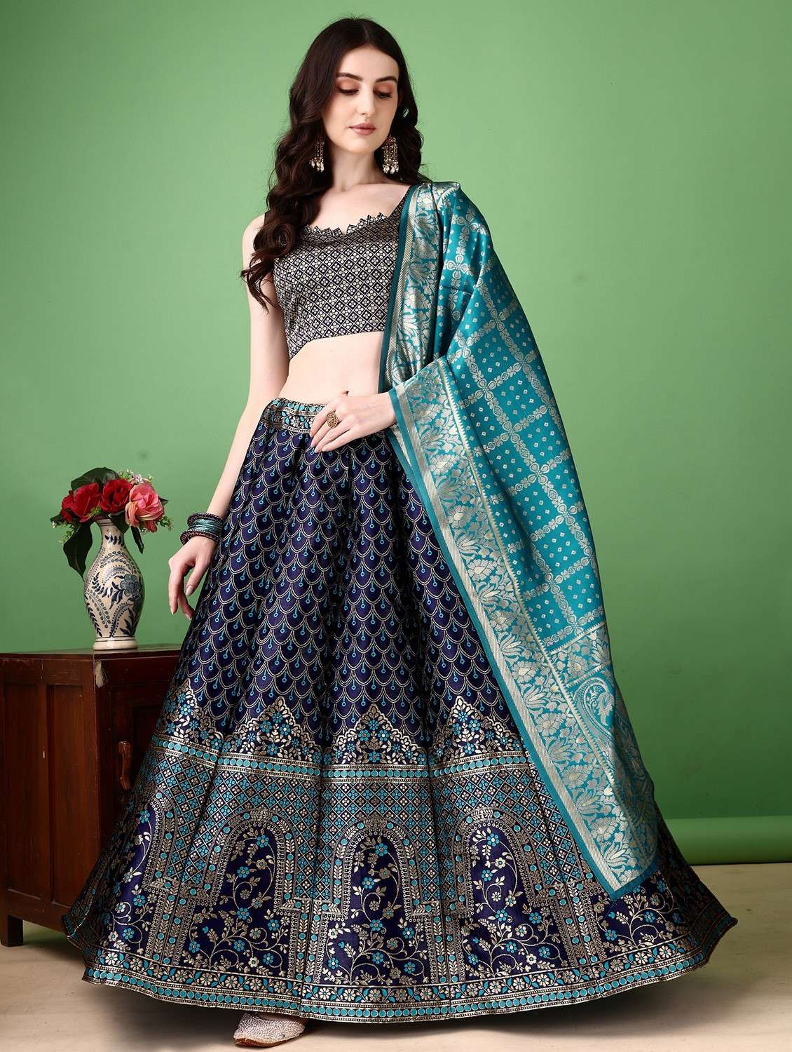 women self designed flared lehenga choli with duppata set - 22042138 -  Standard Image - 1