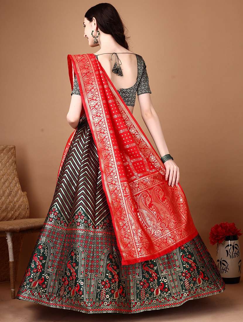 women self design flared unstitched lehenga - 22042140 - Standard Image - 4