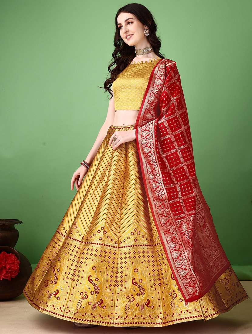 women self design flared unstitched lehenga - 22042141 -  Standard Image - 1