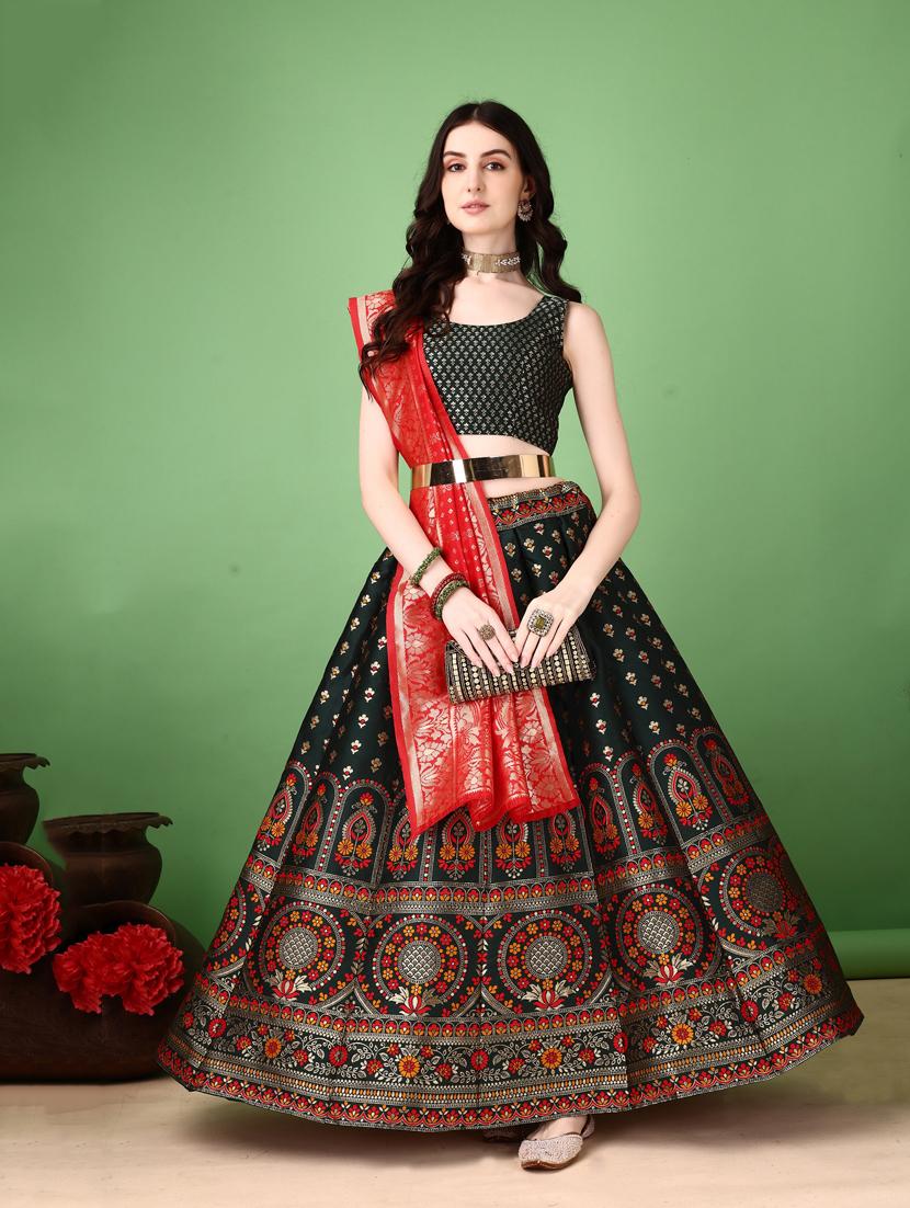 women self designed flared lehenga choli with duppata set - 22042143 - Standard Image - 1