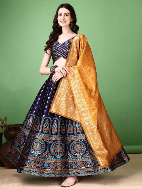 women self design flared unstitched lehenga - 22042144 - Standard Image - 0