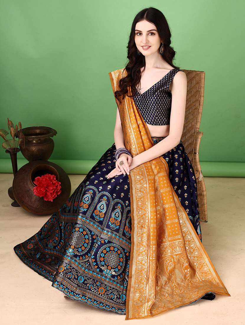 women self design flared unstitched lehenga - 22042144 - Standard Image - 4