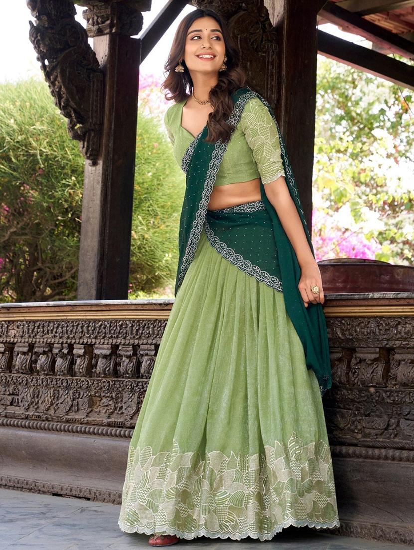 women embroidered flared lehenga choli with duppata set - 22042147 - Standard Image - 1