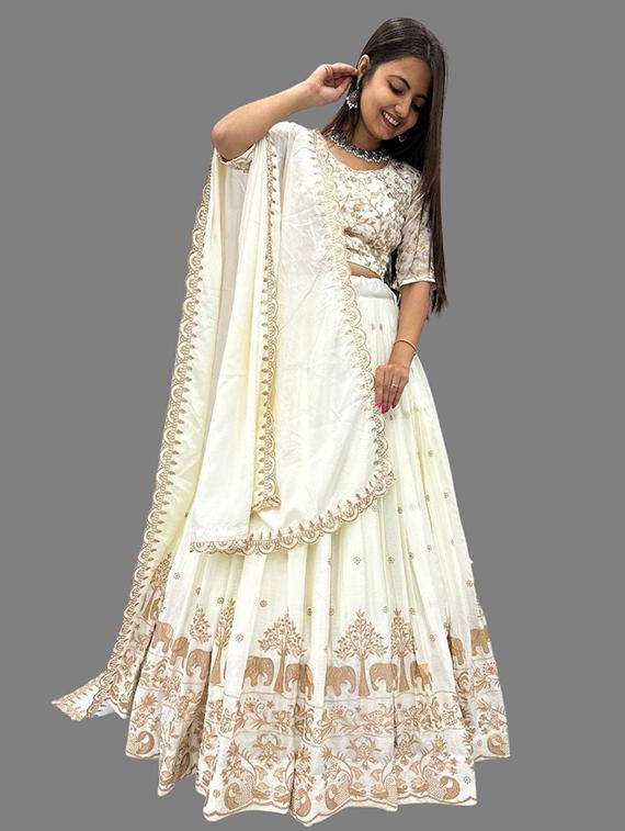 women embroidered flared lehenga choli with duppata set - 22042152 - Standard Image - 1