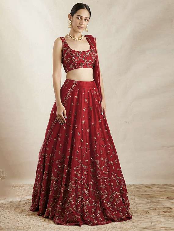 women embroidered flared lehenga choli with duppata set - 22042154 - Standard Image - 1