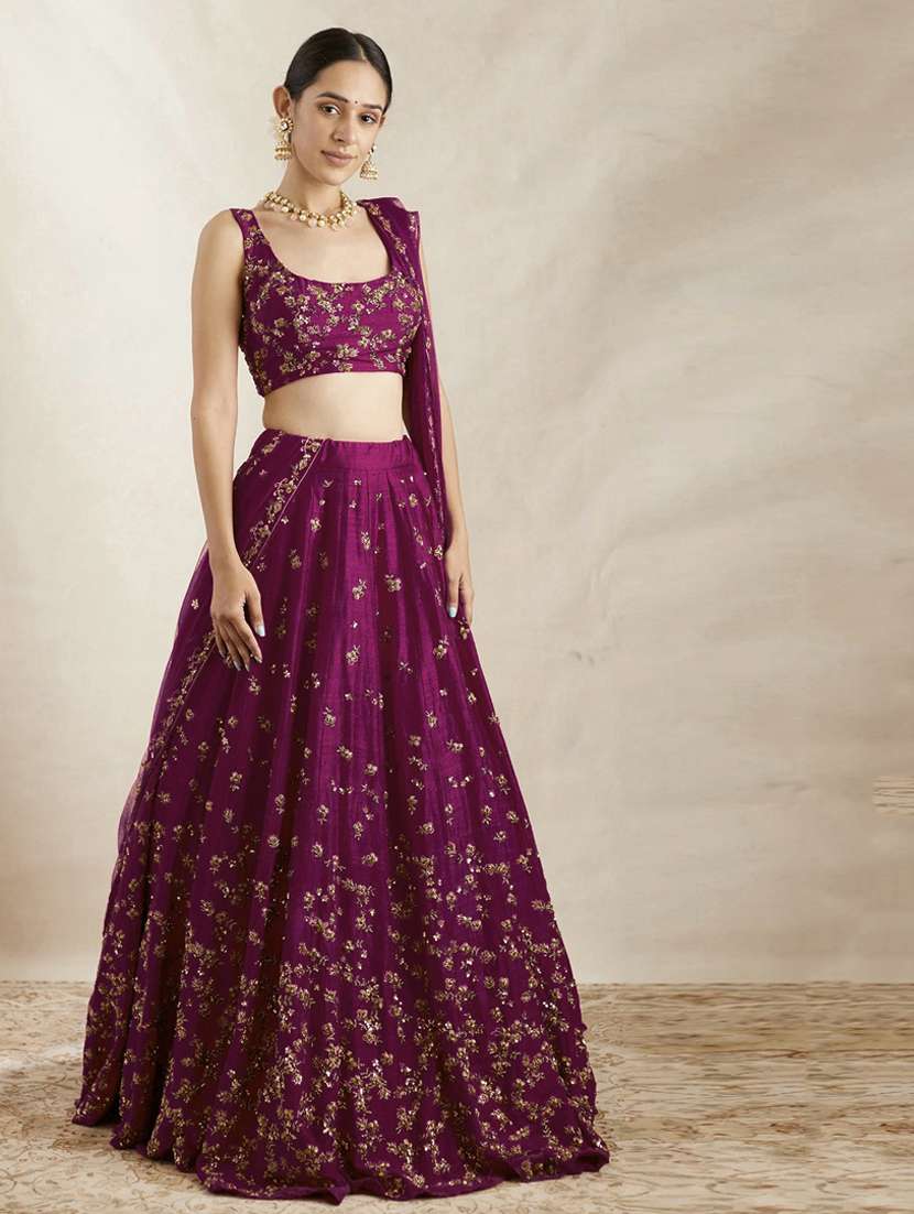 women embroidered flared lehenga choli with duppata set - 22042155 -  Standard Image - 1