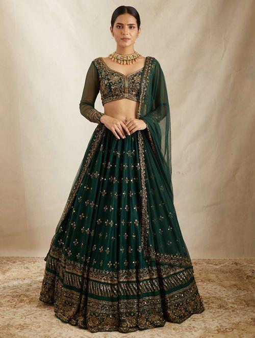 women embroidered flared lehenga choli with duppata set - 22042156 - Standard Image - 0