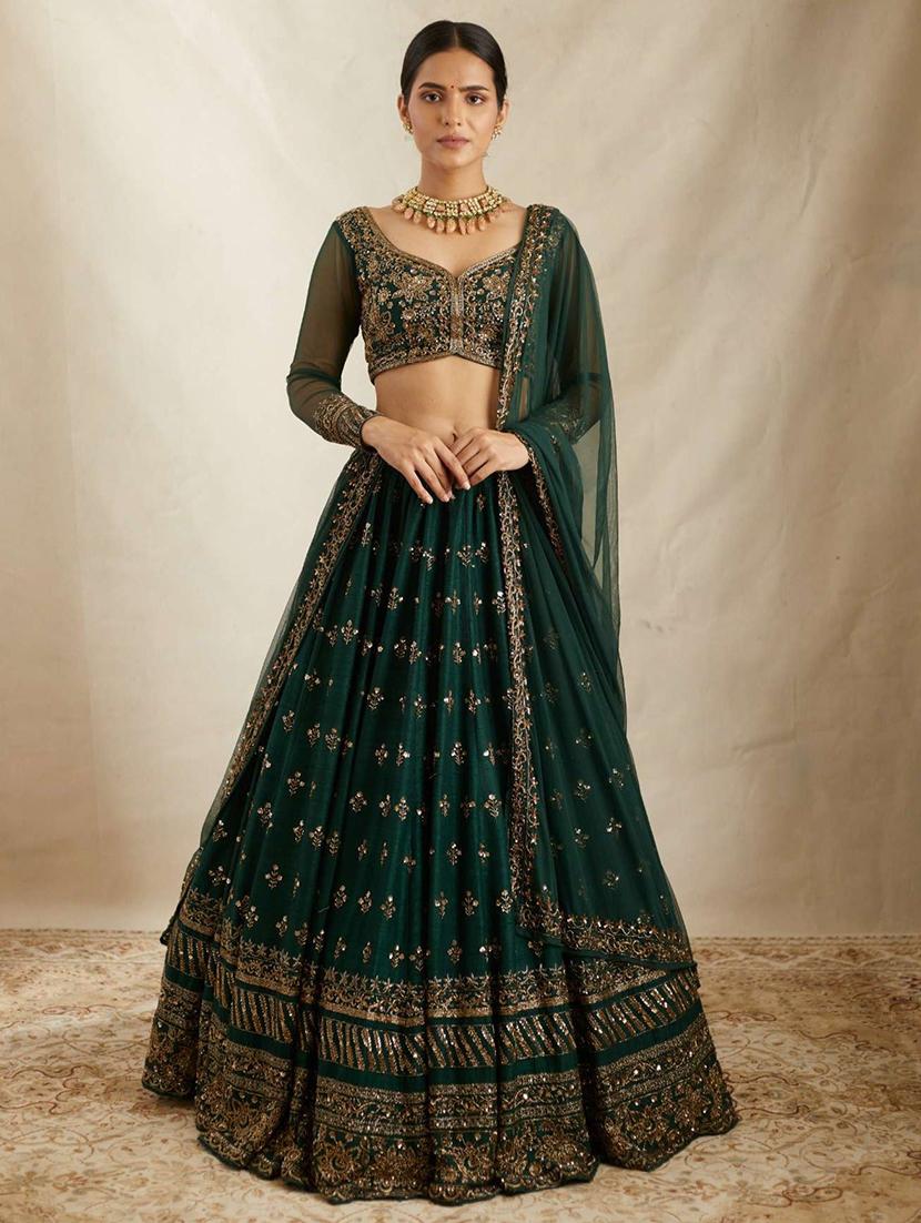 women embroidered flared lehenga choli with duppata set - 22042156 - Zoom Image - 0
