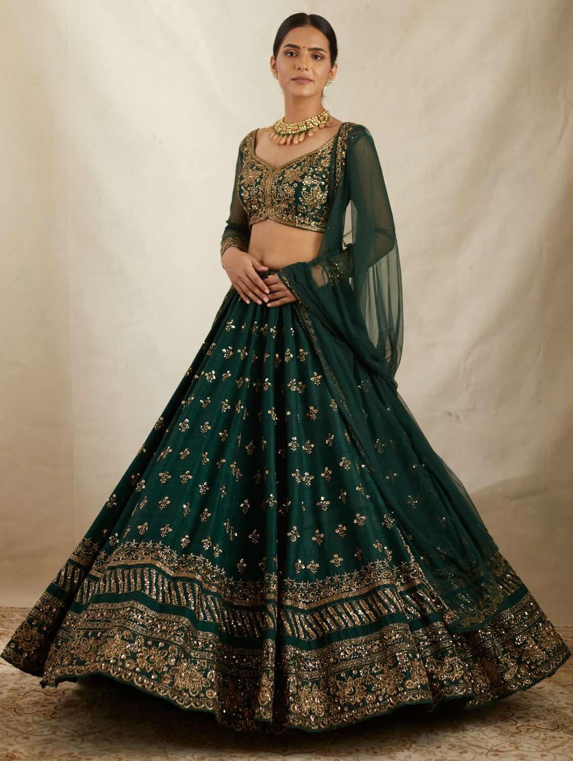 women embroidered flared lehenga choli with duppata set - 22042156 - Standard Image - 1