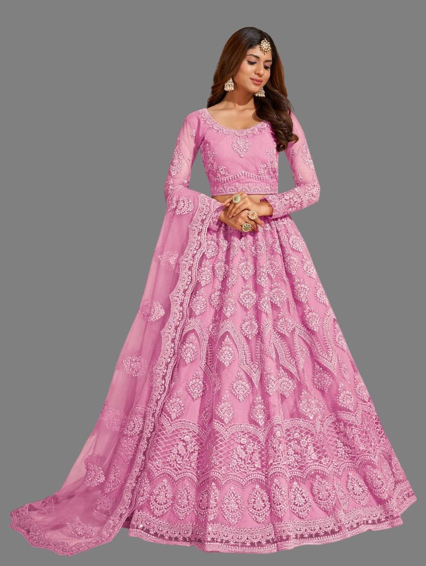women embroidered flared lehenga choli with duppata set - 22042157 - Standard Image - 1